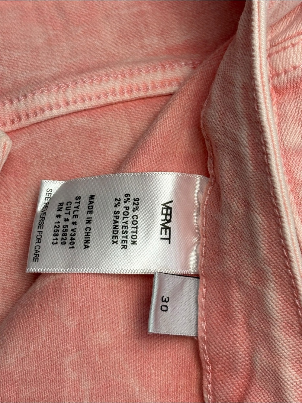 VERVET Pink Acid Wash Wide Leg Raw Hem Jeans Size 30 NWT - Picture 9 of 9